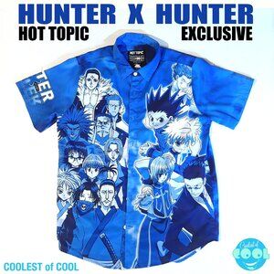 Hot Topic HUNTER x HUNTER Anime Shirt Mens size Medium All Over Print Button Up